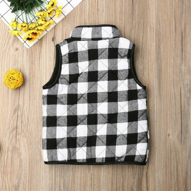 1-6Years Peuter KidS Meisjes Herfst Winter Jassen Rood Zwart Plaid Vesten Uitloper Kleding Jas