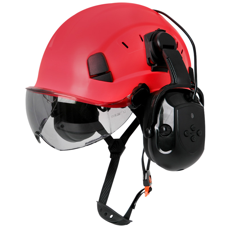 Bluetooth 5.0 Earmuffs Safety Helmet With Visors ANSI Head Protection for Engineer ABS Construction Hard Hat Industrial Work Hat: Yellow