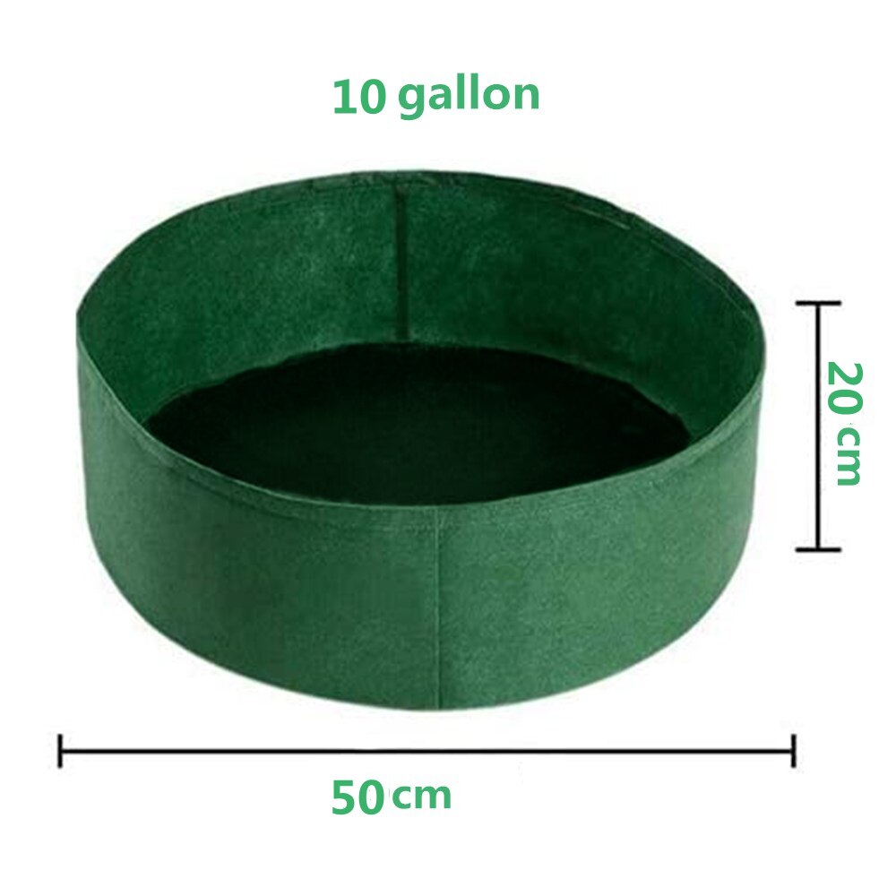 10/30/40/50/100 liter tyg trädgård upphöjd bädd rund planteringsbehållare odlingspåsar tyg planteringskruka för växter plantskola kruka: Grön 10 gallon