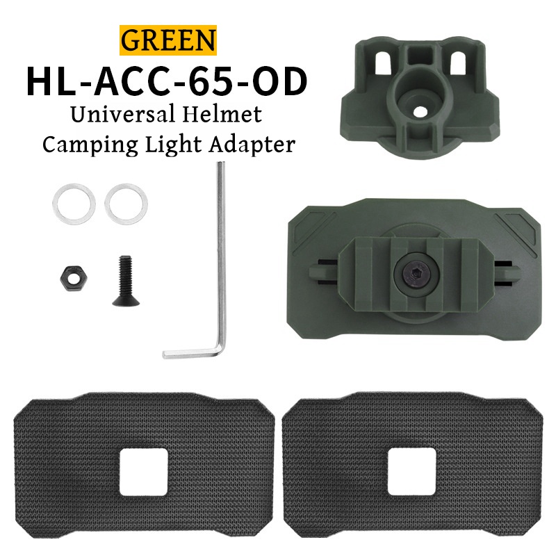 Outdoor Helm Licht halterung Adapter Shooting Camping Universal Helme Taschenlampe halter Klett verschluss drehbar: green