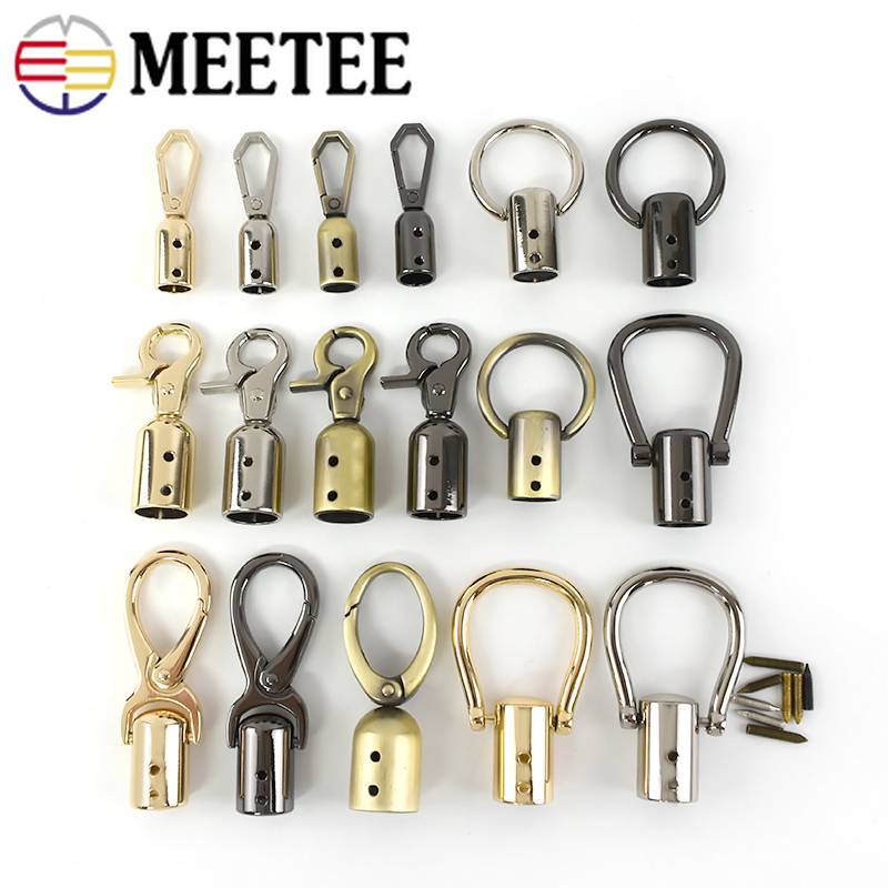 4Pcs Meetee Metalen Kwastje Cap Clip Sluiting Zak Gespen Bag Strap Cord Stopper Riem Haak Handtas Hanger Diy Hardware accessoires
