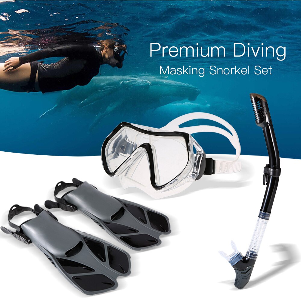 Lixada snorkelbril combo set anti-condens bril masker snorkel buis vinnen zwemvinnen dry top snorkel snel drogende uitrusting tas