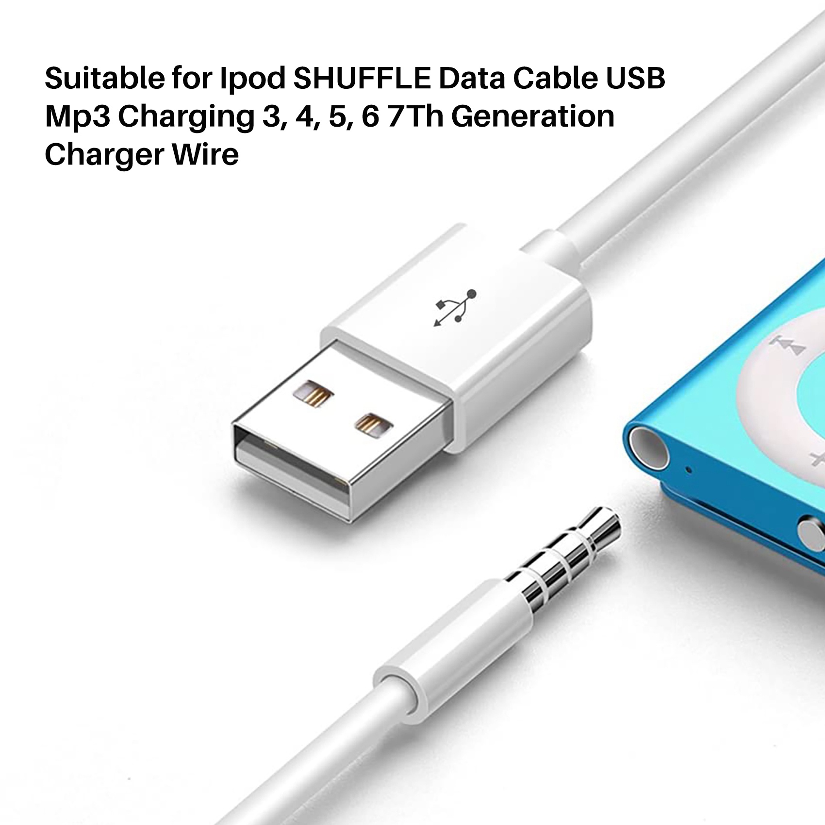 Geschikt voor Ipod SHUFFLE datakabel USB Mp3 opladen 3, 4, 5, 6 7e generatie opladerdraad