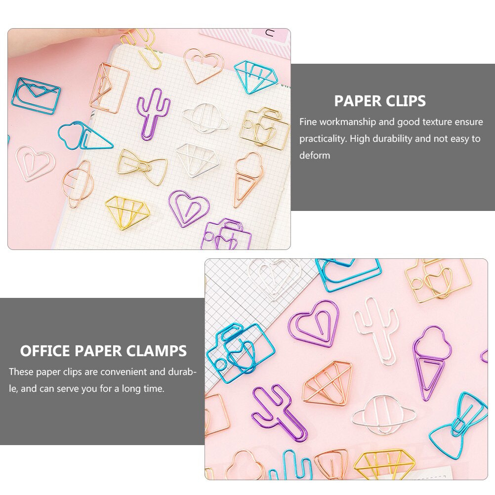 30Pcs Clips Portable Lovely Metal Paper Clips Office Paper Clamps Document Clips Document Paper Clips