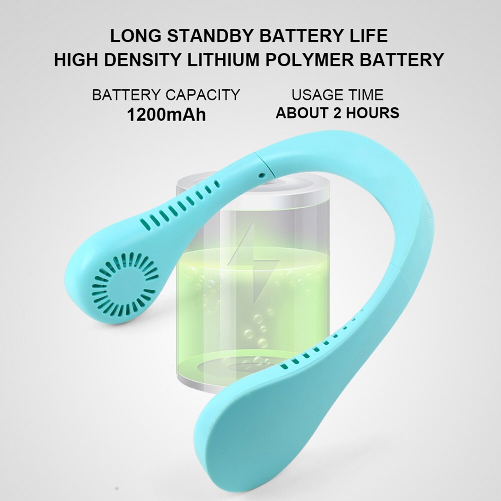 USB Rechargeable Air Cooler Mini Electric Air Conditioner Portable Sport Outdoor Hanging Dual Wind Head Neck Cooling Fan