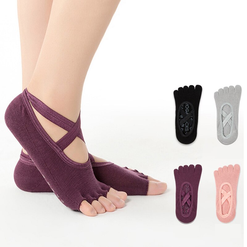 Chaussettes de Yoga antidérapantes à séchage rapide pour femmes, chaussettes de basket-ball Pilates, bonne adhérence pour hommes et femmes, chaussettes à orteils en coton doux