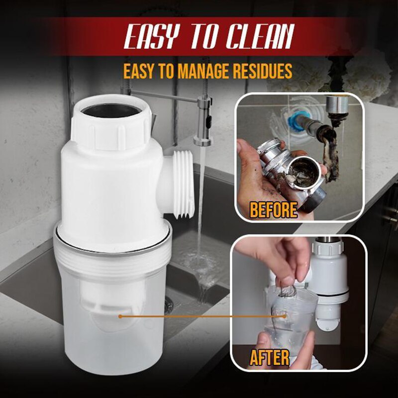 Double Anti-smell Drain Pipe Odor-free Drain Pipe for Kitchen Bathroom Wash Basin Sink