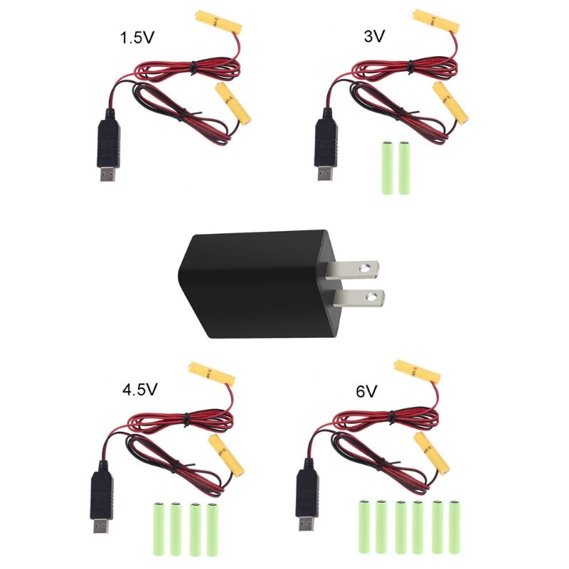 Universal 1M Dual Aaa Batterij Eliminator Us Plug Usb Voeding Adapter Vervangen 1.5V Aaa 3V 2AAA 4.5V 3AAA 6V 4AAA Batterij Voor