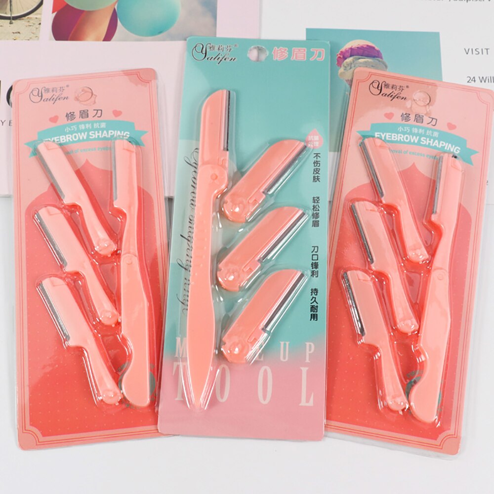 1pc Mini Eyebrow Razor with 3 Replacement Blades Portable Eyebrow Shaver Epilator Women Face Hair Remover Skin Care Cosmetics