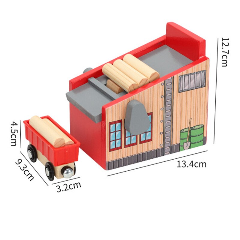 Freunde Holz Spur Szene Zubehör Holz Hof Kompatibel mit Schiene Auto Plattform Holz Spur Spur Zug Eisenbahn