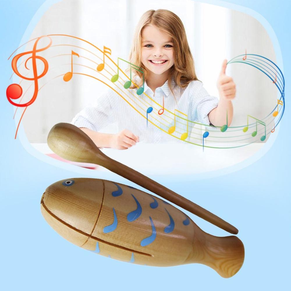 Orff World Wooden Fish-Shaped Clappers Musical Instrument For Kids Rhythm Early Educational Toys With Percussion Stick
