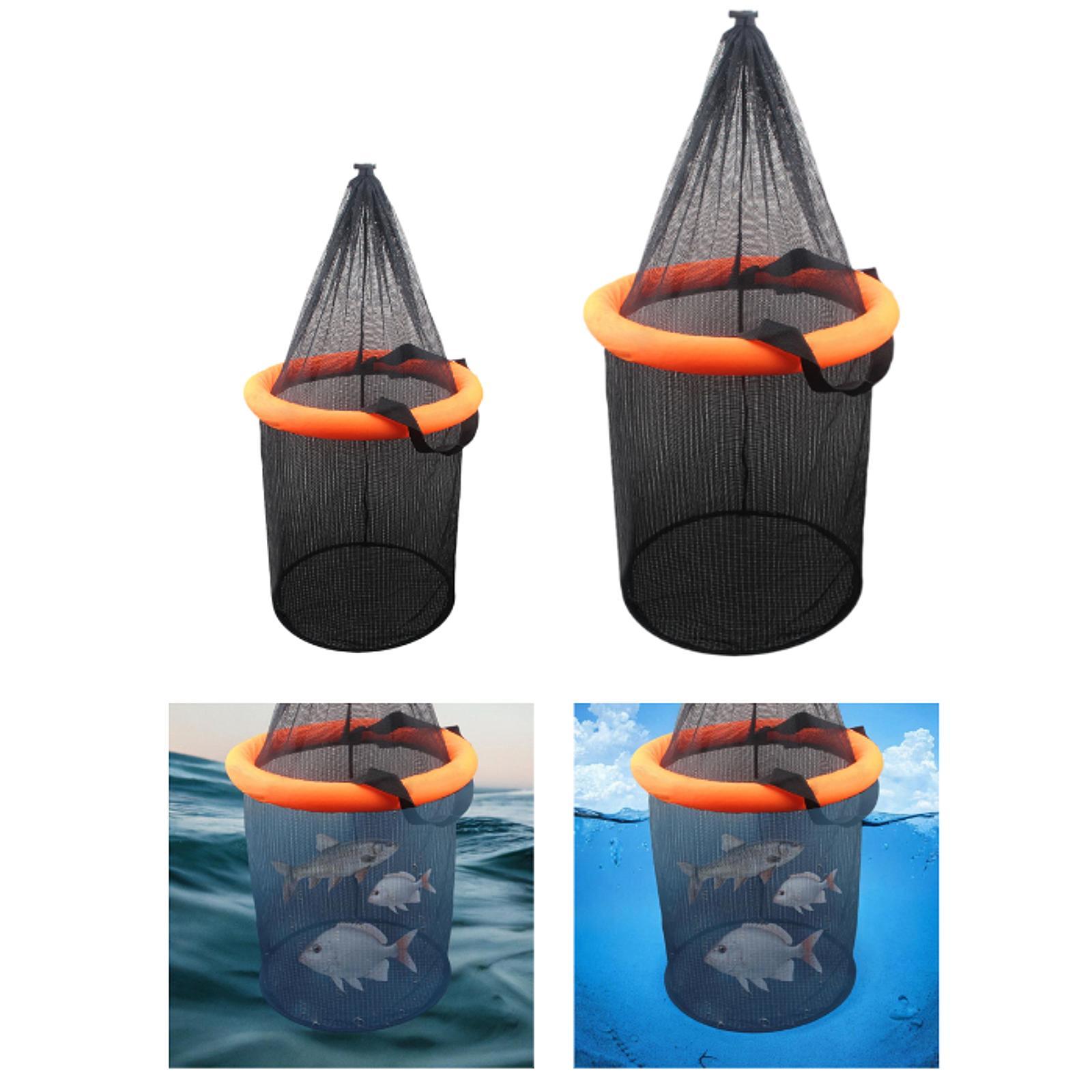 Panier à poisson flottant pliable, filet d'appât en maille pliable, sac de Protection, équipement de pêche à flottabilité en Nylon, filet de traction pour ménés de Kayak