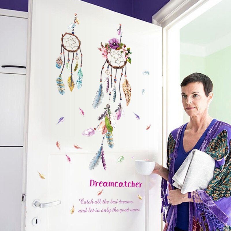 Autocollants muraux amovibles en vinyle, attrape-rêve, citation, chambre d'enfants, pépinière, salle de bains, fenêtre, vitrine, décor