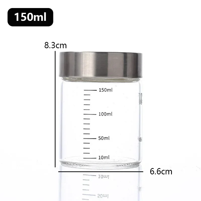100-500ml Glass Bottle with Scale High Borosilicate Heat-resistant Glass Seal Jar Kitchen Seasoning Spices Storage Bottle Gadget