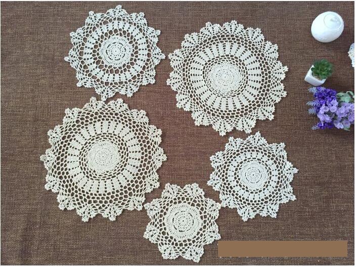 15/20/25cm vintage bomull runda matta kopp underlägg mugg kök matbord bord matta tyg spets virkade te kaffe doily pad
