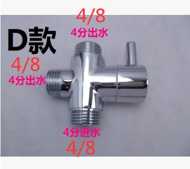 1/2 to 3/4 Chrome 3 Way Diverter Valve 4/8 to 6/8 Shower water distributor, shower nozzle switch 1 to 2 ways connector converter: D