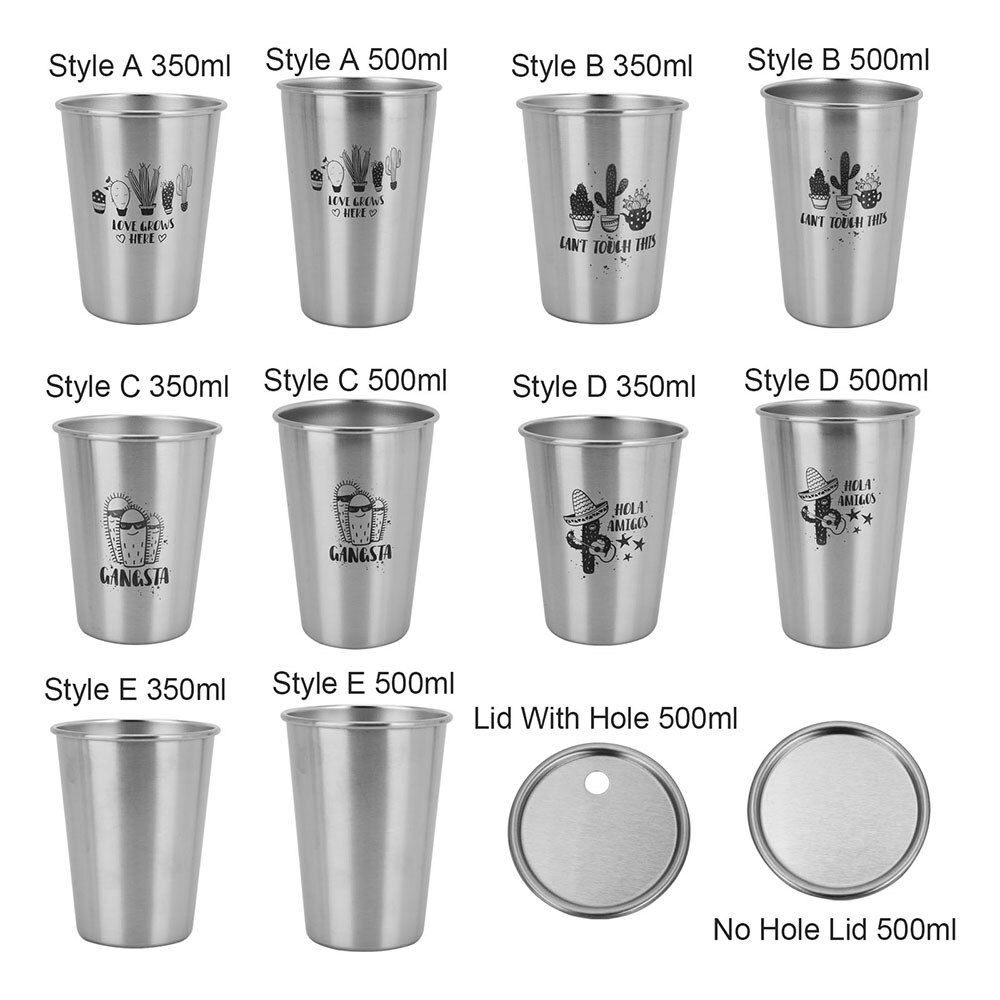 350/500ML Beer Cup Nordic Ins Metal Cactus Series Lovers Cup Durable Wine Cups Household Office Use Gargle Cups