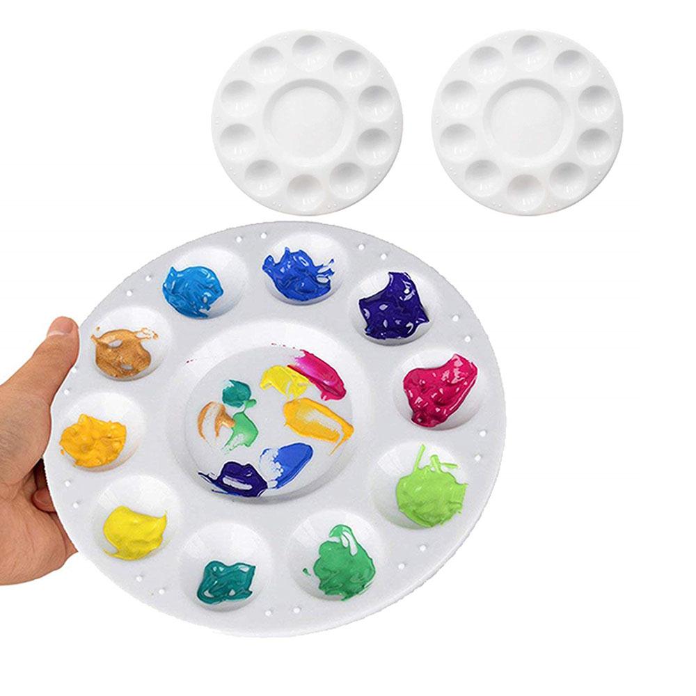 White Paint Tray Drawing Supplies Pp Water Color Paint Palette Round Palette Plastic Pallets 10 Holes 11 Cells Painting