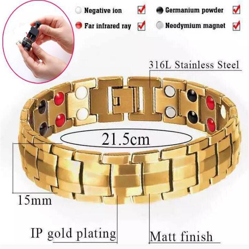 Vrouwen Mannen Gezondheidszorg Germanium Magnetische Armband Voor Artritis En Carpaal Tunnel 316L Rvs Power Therapie Armbanden