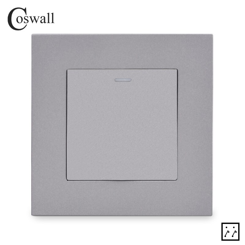 Coswall simpel stil pc-panel 1 gang 3- vejs mellemliggende tænd / sluk-lysafbryder wall rocker crossover switch  ac 12-250v 16a: Grå