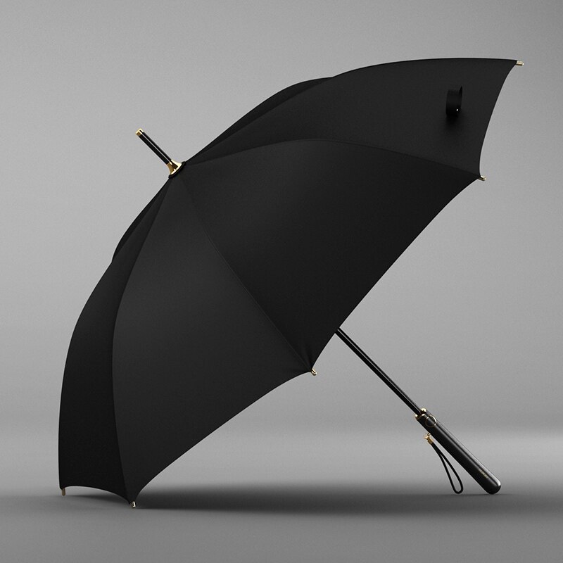 Umbrella Rain Women Long Handle Clear Big Umbrellas Semi-automatic Sun UV Parasol Umbrella 8K Windproof: Black