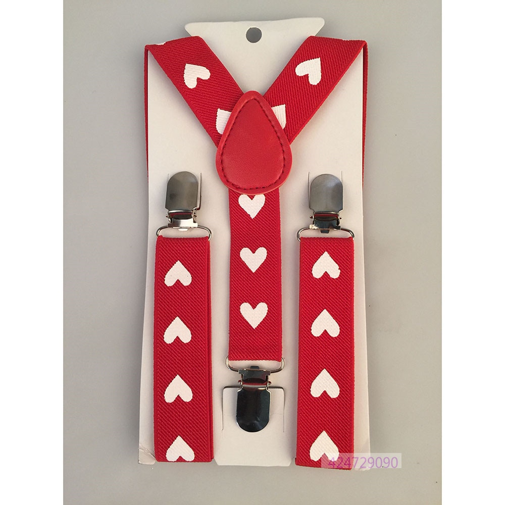 Bretelles en forme de cœur à l&#39;arrière pour garçons et filles, bretelles élastiques réglables à Clip, couleur rouge et noire, tendance, YHH0034