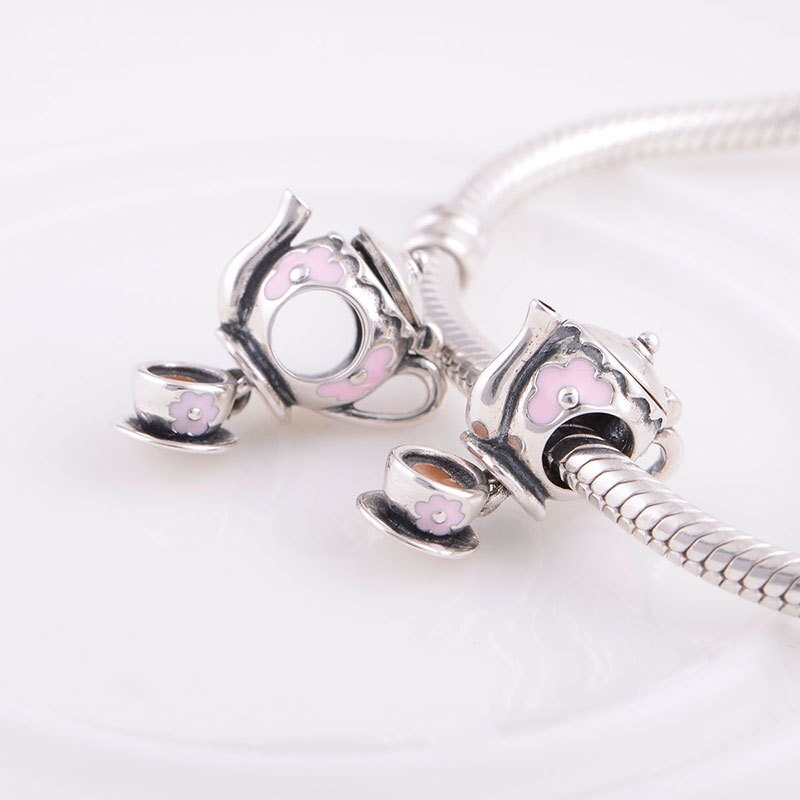 925 Sterling Silber Emaille Wasserkocher Charme passen Diy Europäischen Stil Armbänder Schlange Reize GW Schmuck S072