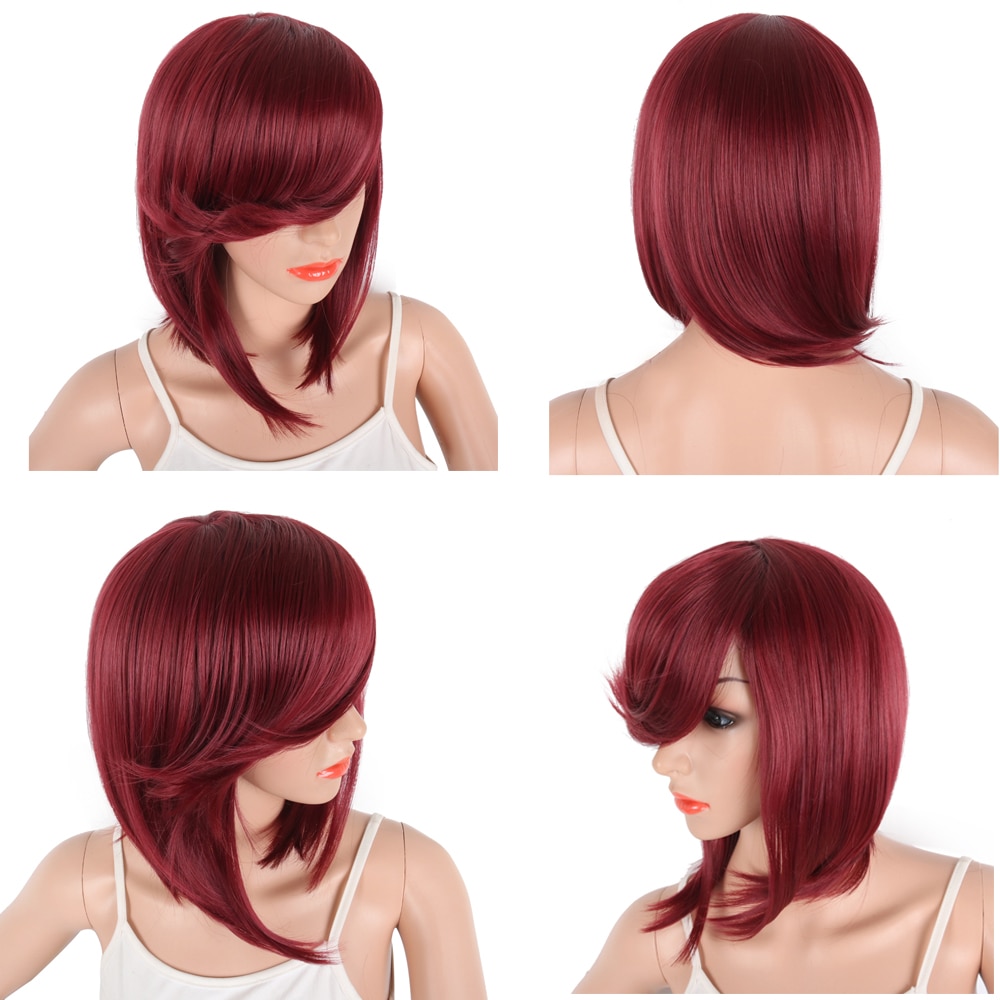 Deyngs Short Pixie Cut Bob Synthetic Wigs for Black Women Natural Black Costume African American Wigs with Bangs Full Wigs