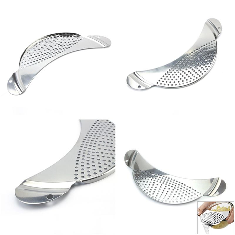 Olla colador de acero inoxidable Pasta Spaghetti herramienta de drenaje práctico olla colador escurridor de sartén para el hogar cocina fácil drenaje