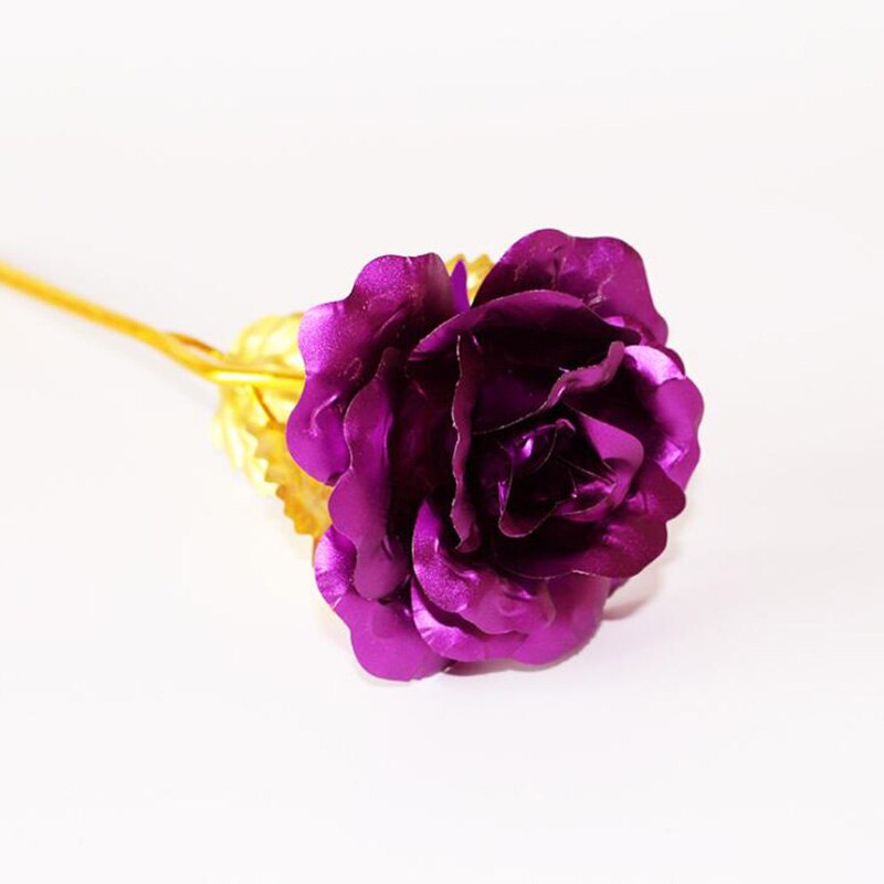 24K Gold Foil Rose Flower Emulated Flower Valentine's Day Single Gold-plated Rose Bouquet Box Home Decro: Only Flower 03