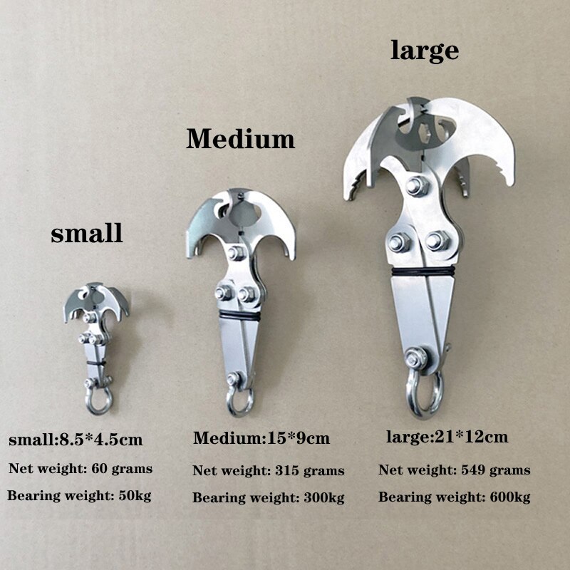 Folding Climbing Gravity Hook Outdoor Rock Climbing Rescue Claw Portable Stainless Steel Folding Flying Tiger Claw Hook Camp