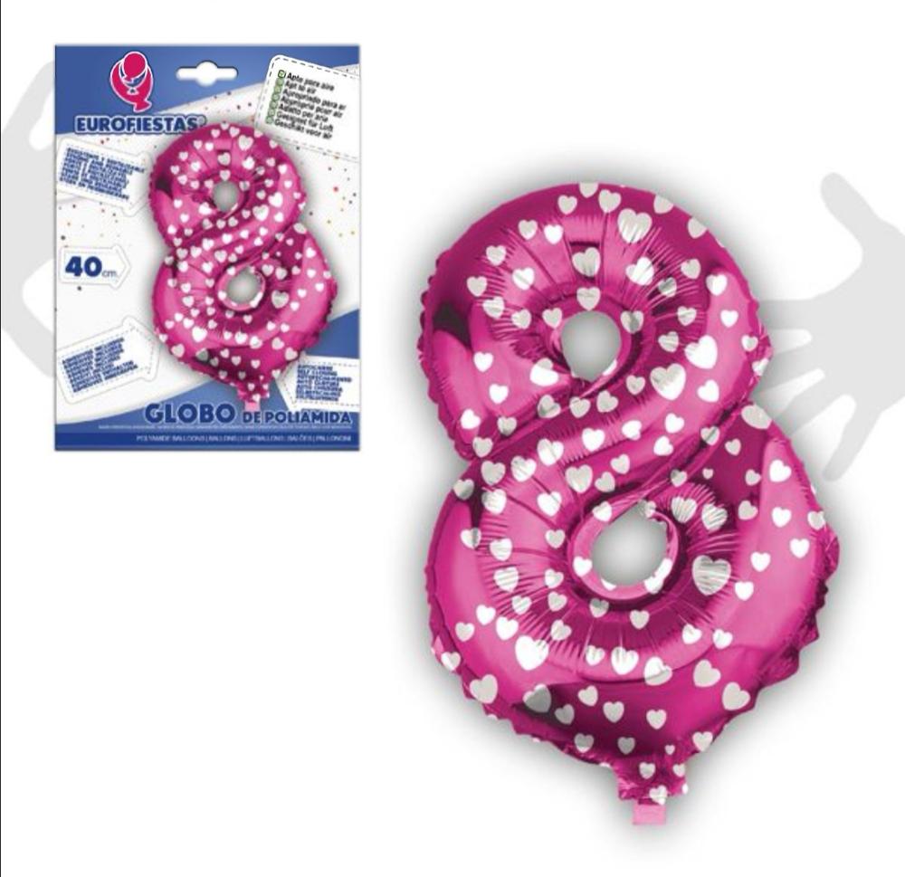 EUROFIESTA GLOBOS DE POLIAMIDA 40CM AZUL ROSA NUMERO 8