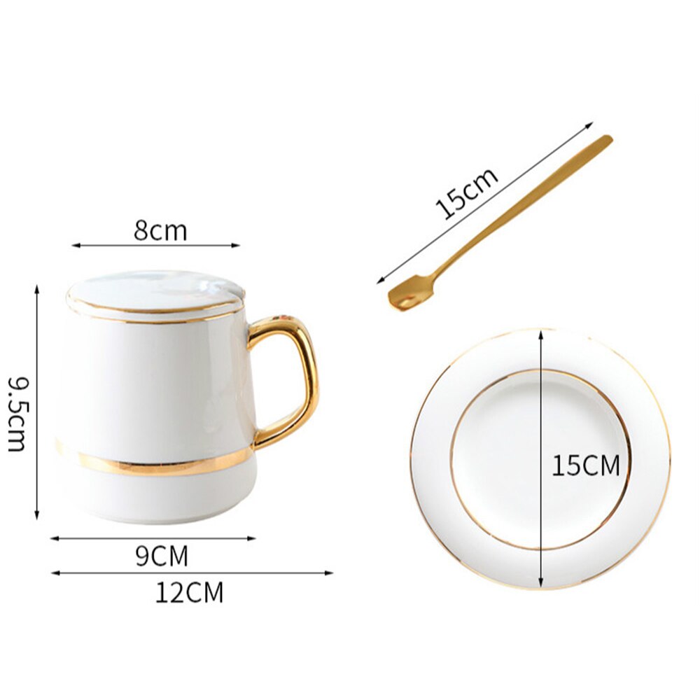 Taza de café de cerámica de lujo, juego de taza y platillo de , estilo nórdico, con cuchara, color verde sólido minimalista