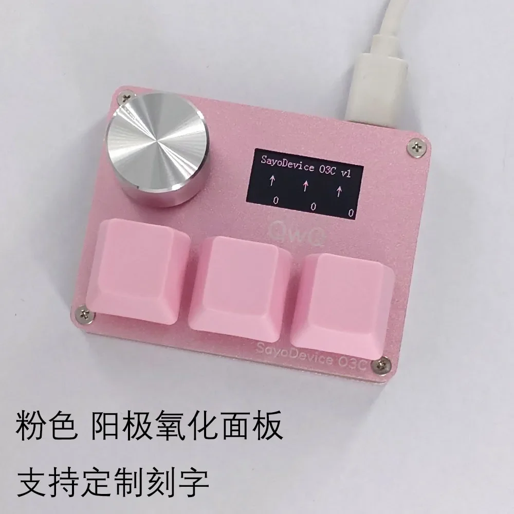 SayoDevice O3C Mini Keyboard Multifunctional Knob RGB Wired Keypad Gaming Keyboard Ergonomics Gamer PC Accessories Win Mac: Navy Blue / BLACK SWITCH