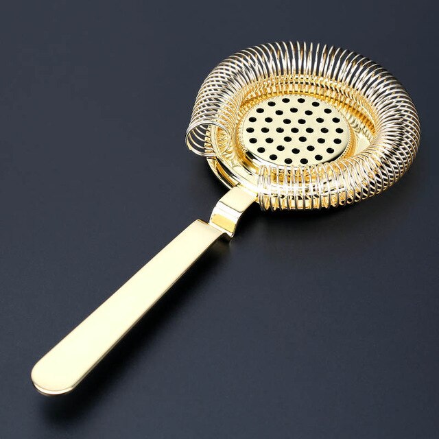 Colador de cóctel para Bar, colador para cócteles, herramienta de Bar, coctelera, Bar, colador de hielo: Gold Plated