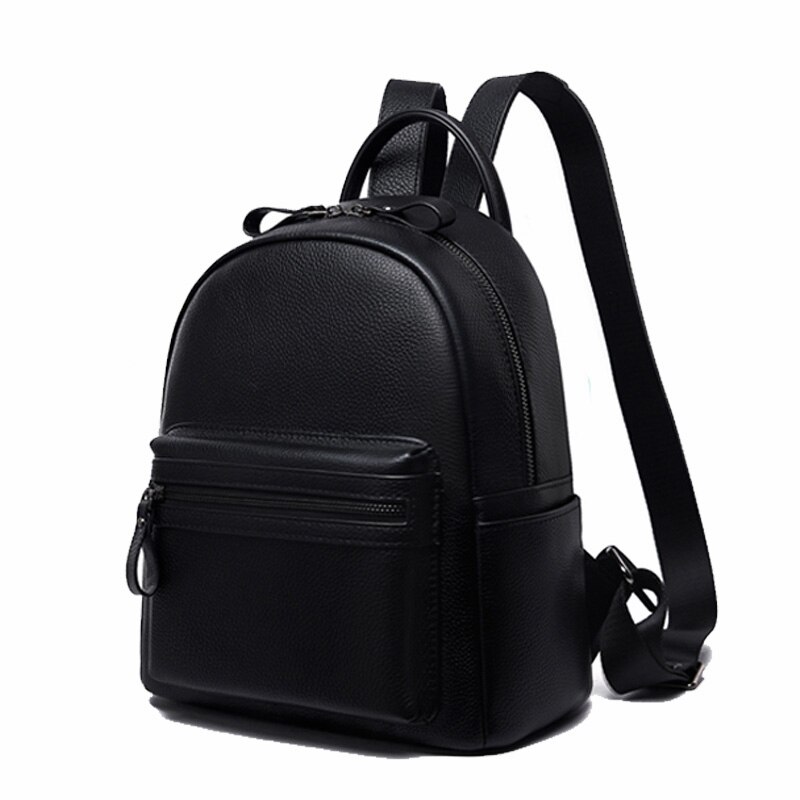 Soft Real Lederen Rugzak Vrouwen Zwarte Kleine Back Packs Voor Meisjes School Rugzak Voor Tieners Lederen Mochila Feminina
