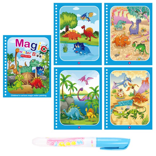 Interesante cuadro al óleo de tela que adorna el libro para colorear con agua, dibujo de grafiti de dibujos animados, bolígrafo mágico, tablero de dibujo, juguete: E