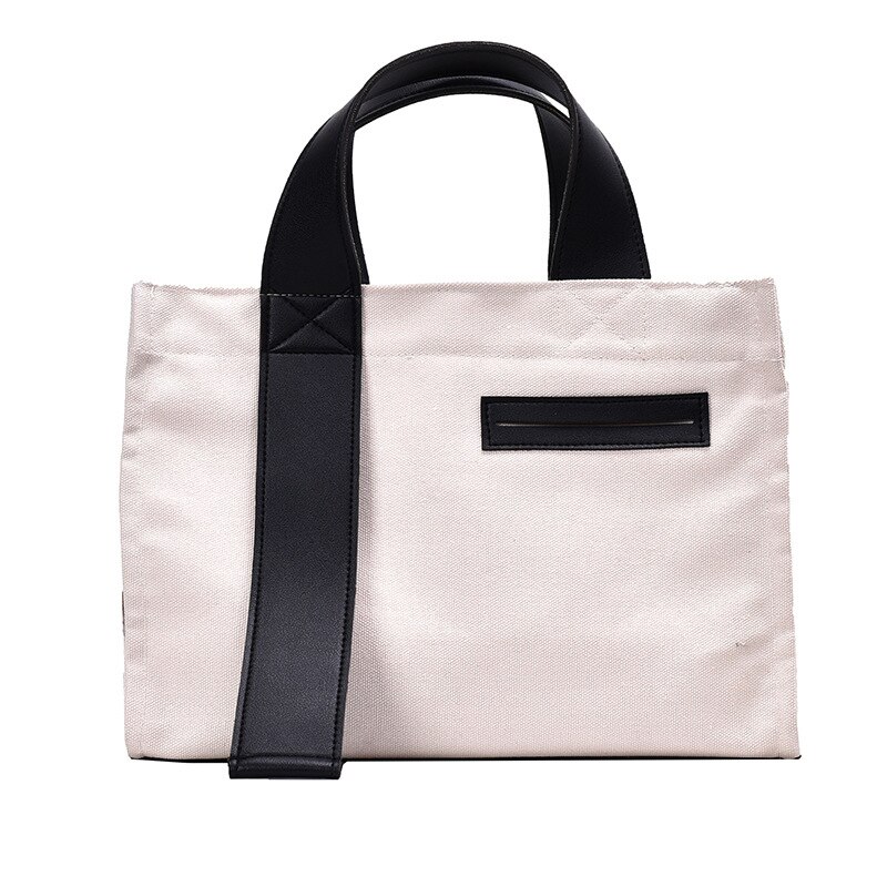 Novo inverno faculdade vento lona bolsa de ombro grande saco mão simples fresco feminino estudante saco: WHITE