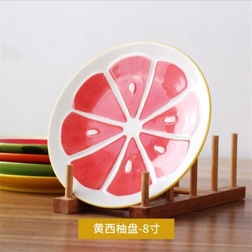 Household ceramic plate fruit plate 8 inch watermelon plate Japanese steak dessert breakfast plate tableware LB52003: 12