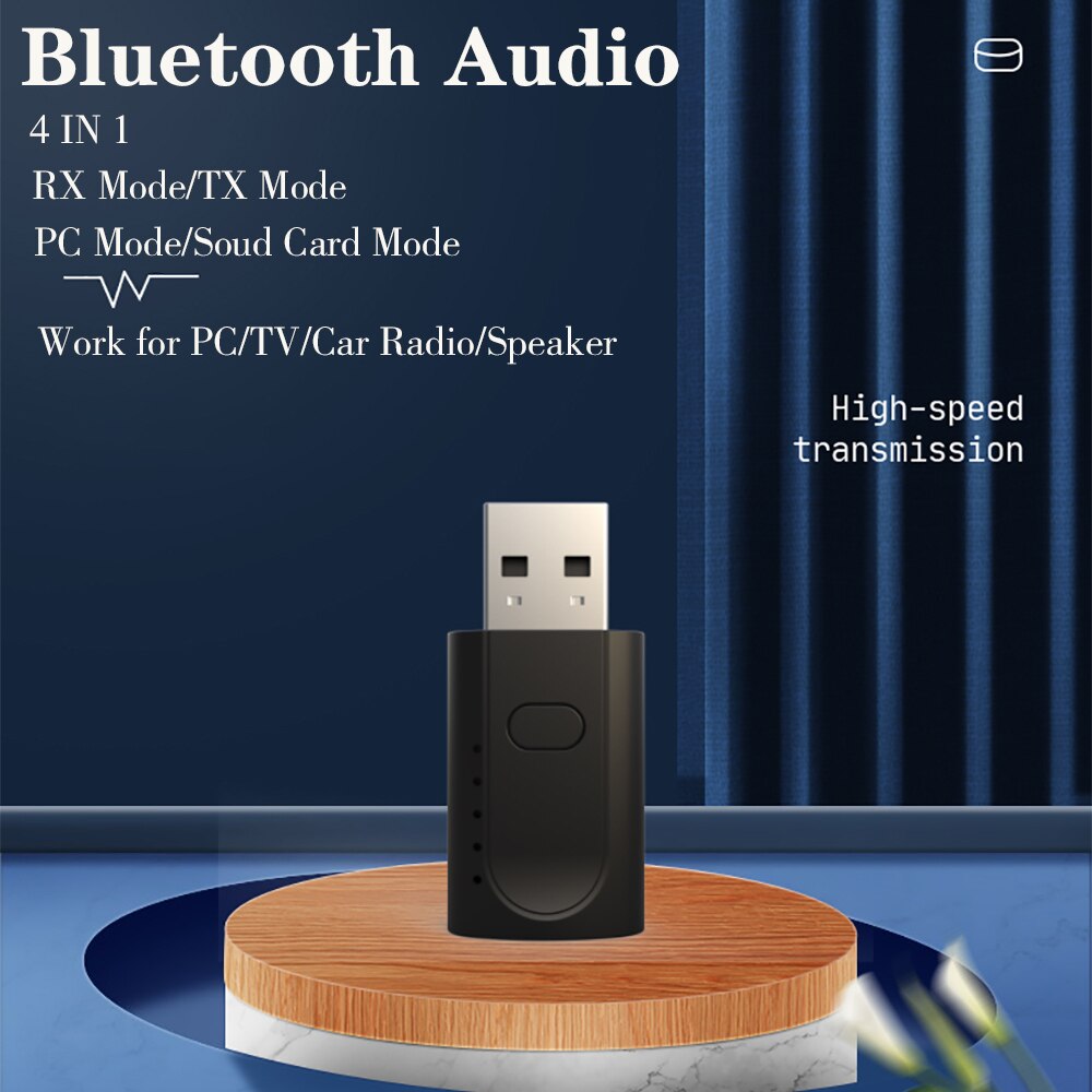 Tebe 4 In 1 Usb Bluetooth 5.0 Audio Adapter Draadloze Stereo Muziek Ontvanger Zender Usb Geluidskaart Voor Pc Tv auto Speaaker