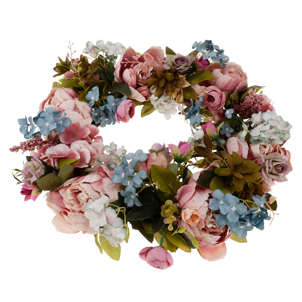 Guirnalda de peonías para decoración del hogar, adorno de flores artificiales para colgar en la pared, decoración navideña para puerta y primavera