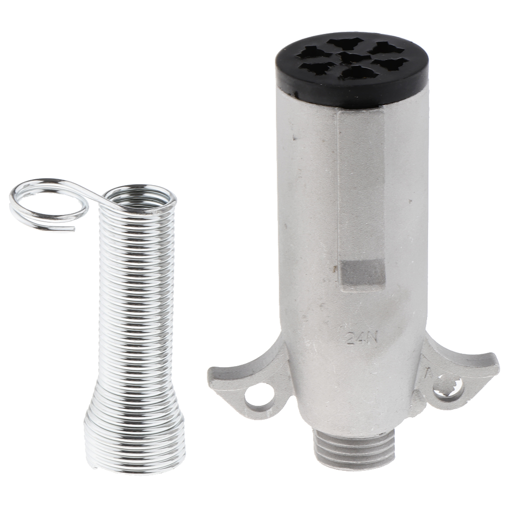 Metal 7 Way Plug Semi Trailer Light Connector Round Split Pin Receptacle