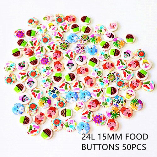 Botones de madera redondos y coloridos para bebé, botón de madera natural rosa, botones de para ropa, accesorios de costura de ropa: ice cream buttons