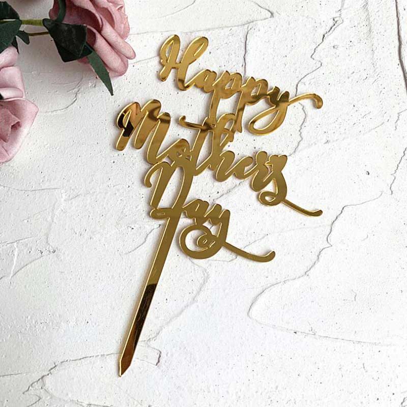 Rose Goud Zwart Acryl Gelukkige moederdag Verjaardag Cake Topper Dessert Decoratie voor Mum Party cupcake toppers Mooie: gold