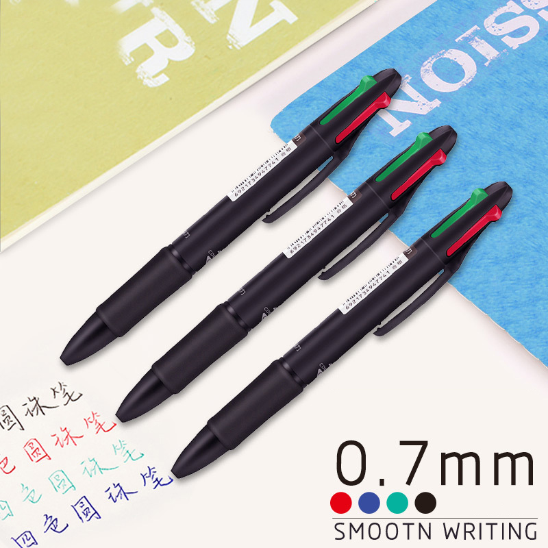 4 in 1 MultiColor Pen Creatieve Balpen Kleurrijke Intrekbare Balpennen Multifunctionele Pen Voor Marker Schrijven Briefpapier