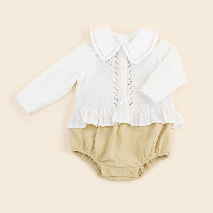 0-24M Japan Stil Kinder Baby Mädchen Strickjacke Gestrickte Pullover Mäntel Hohl Rüschen Baumwolle Top Oansatz Einzelne breasted Top Outwear