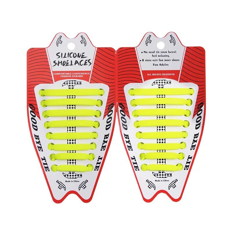 Lacets artificiel astiques en Silicone pour Chaussures, Spécial, Sans Bruit, pour Homme et Femme, L1, 16 Pièces/Lot: YELLOW