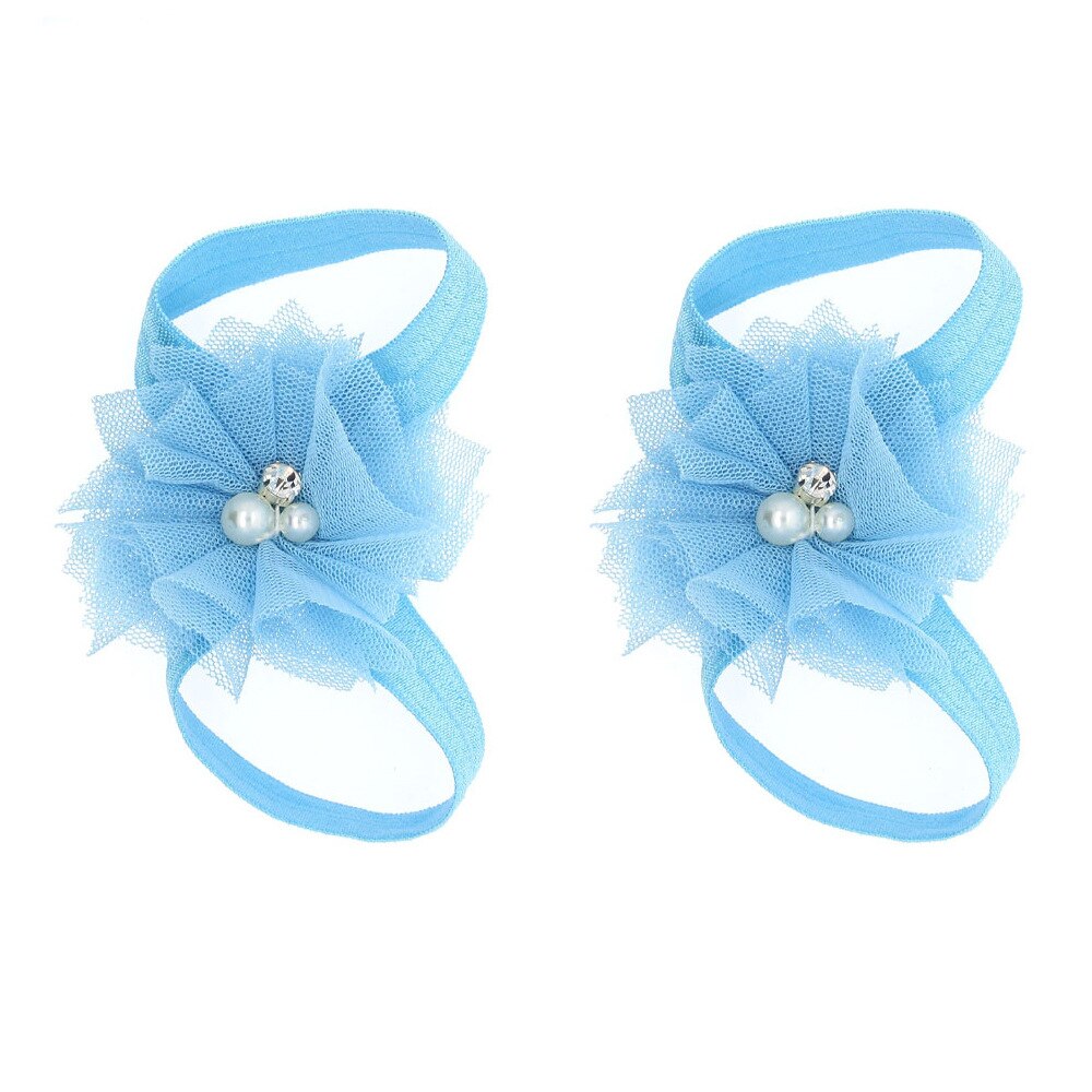2PCS Baby foot Flower Headband Baby Girls Barefoot Sandals Hair Foot Accessories Elastic Foot Decoration Kids: 9