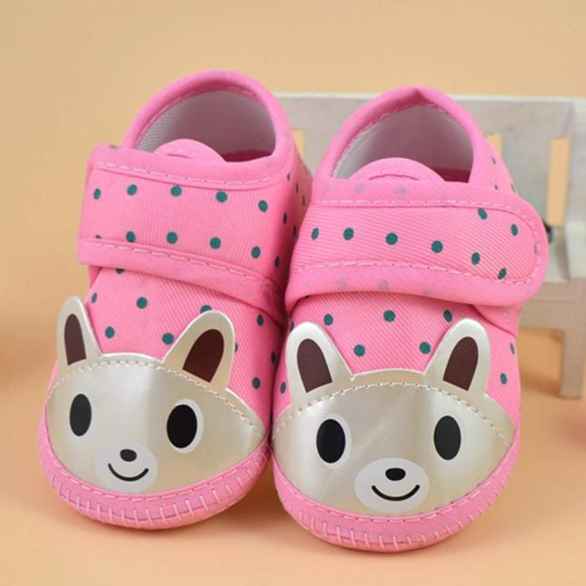 Zapatos de bebé para niña, mocasines suaves, para niña Zapatillas de deporte de oso, zapatos para niño recién nacido, primeros pasos, primavera: Rosa / 13-18 meses