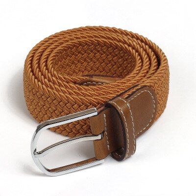 Mannen Elastische Stretch Taille Riem Zwart Canvas Gevlochten Kleine Elasticiteit Geweven Lederen Riem Brede Metal Stretch Riem Voor mannen: Style1 Camel
